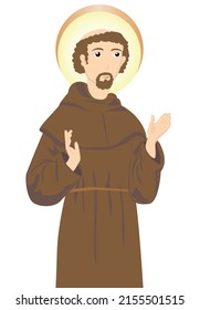 Saint Francis of Asis, hand drawn vector illustration 