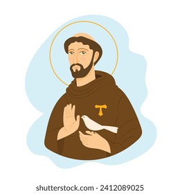 Saint Francis of Asis, hand drawn vector illustration