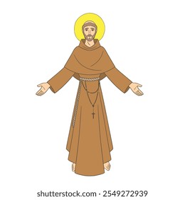 Saint Francis of Asis, hand drawn vector illustration