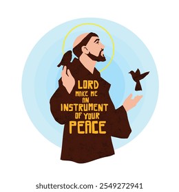 Saint Francis of Asis, hand drawn vector illustration