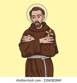 Saint Francis of Assisi Colored Vector Illustration