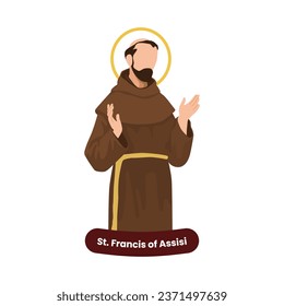 Saint Francis of Assisi vector illustration. Feast October 4th. Catholic Saint.