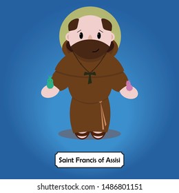 Saint Francis of Assisi Vector with Necklace with Tau Cross and Three Knots