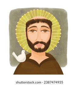 Saint Francis praying, catholic character.