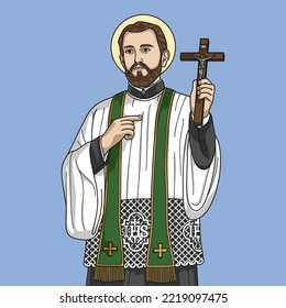 Saint Francis Xavier Colored Vector Illustration