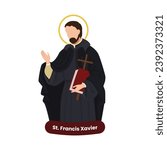 Saint Francis Xavier vector illustration. Feast December 3rd. Catholic Saint.