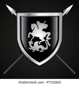 Saint George and The Dragon.Shield and spear sign svg