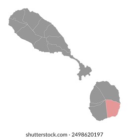 Saint George Gingerland Parish map, Saint Kitts and Nevis.