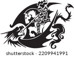 Saint George on his horse killing the dragon