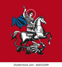 Saint George. Vector illustration on red background.