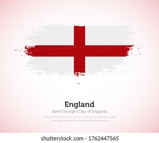 Saint Georges Day of England country. Abstract flag in shape of paint brush stroke with shiny colored background