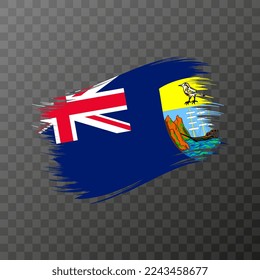 Saint Helena, Ascension and Tristan da Cunha national flag. Grunge brush stroke. Vector illustration on transparent background.