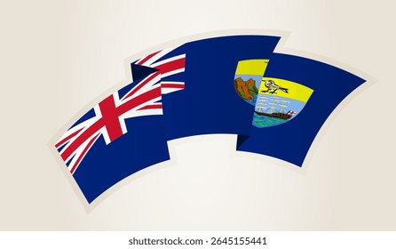 Bandeira de Santa Helena em forma de fita abstrata, símbolo nacional da Santa Helena. Este vetor é ideal para uso em eventos nacionais, Dia da Independência, competições desportivas internacionais.