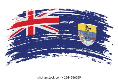 Saint Helena flag in grunge brush stroke, vector image