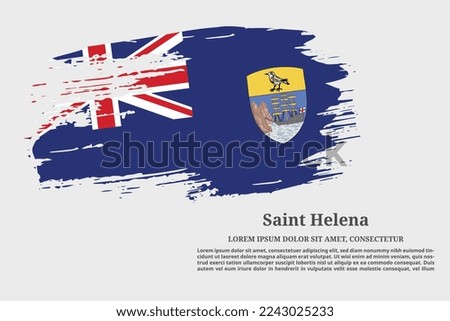 Saint Helena flag grunge brush and text poster, vector