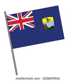 Saint Helena Flag with Metal Pole. Vector illustration.