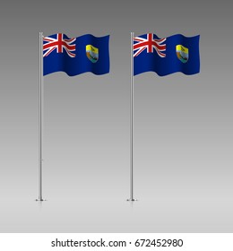 Saint Helena flag on the flagpole. Official colors and proportion correctly. High detailed vector illustration. 3d and isometry. EPS10