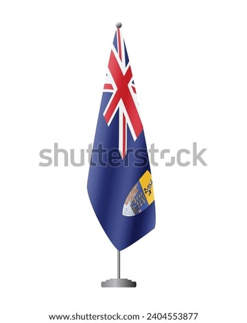 Saint Helena flag on flag stand for official meetings, transparent background, vector