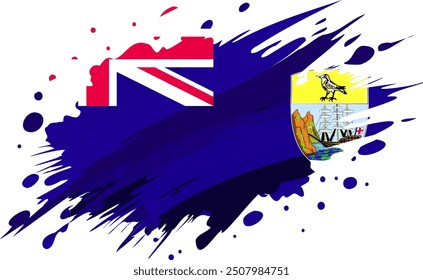Saint Helena flag painted with Grunge brush stroke, watercolor flag style.