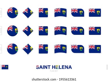 Saint Helena flag set, simple flags of Saint Helena with three different effects. Vector illustration.