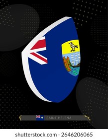 Saint Helena Flag Shield icon in 3D on Dark Modern Abstract Rugby Background. Perfect for sports events, heritage themes, national celebrations, and patriotic designs.