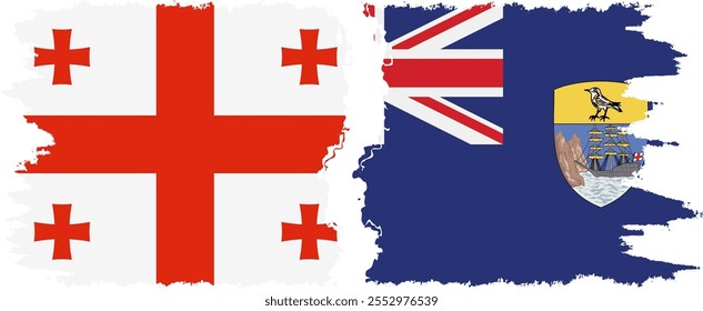 Saint Helena and Georgia grunge flags connection, vector