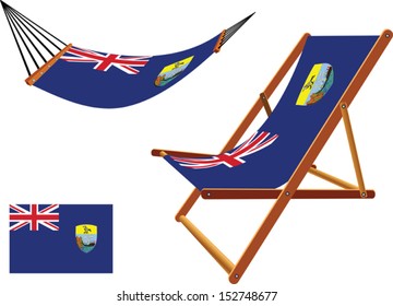 saint helena hammock and deck chair set against white background, abstract vector art illustration