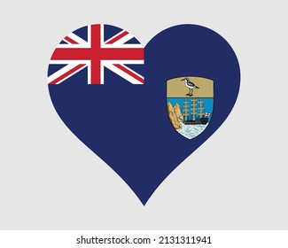 Saint Helena Heart Flag. St. Helenian Love Shape Flag. Saint Helena, Ascension and Tristan da Cunha Banner Icon Sign Symbol Clipart. EPS Vector Illustration.