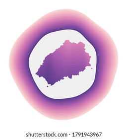 Saint Helena icon. Colorful gradient logo of the island. Purple and red Saint Helena rounded sign with map for your design. Vector illustration.