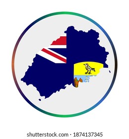 Saint Helena icon. Shape of the island with Saint Helena flag. Round sign with flag colors gradient ring. Modern vector illustration.