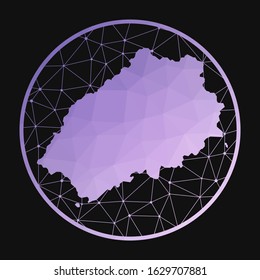 Saint Helena icon. Vector polygonal map of the island. Saint Helena icon in geometric style. The island map with purple low poly gradient on dark background.