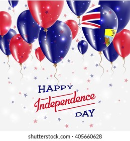 Saint Helena Independence Day Celebration Balloons. Flying Rubber Celebration Balloons in Colors of the Saint Helena National Flag. Happy Saint Helena Day Celebration Balloons, Stars and Sparkles.