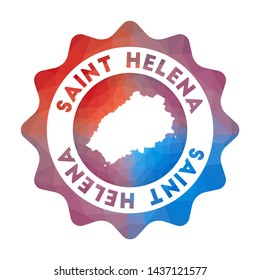 Saint Helena low poly logo. Colorful gradient travel logo of the island in geometric style. Multicolored polygonal Saint Helena rounded sign with map for your infographics.