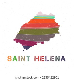 Saint Helena map design. Shape of the island with beautiful geometric waves and grunge texture. Authentic vector illustration.