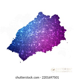 Saint Helena map in geometric wireframe blue with purple polygonal style gradient graphic on white background. Vector Illustration Eps10.