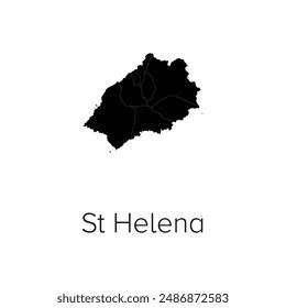 Saint Helena Map Vector Illustration - Silhouette, Outline, St Helena Travel and Tourism Map