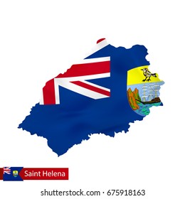 Saint Helena map with waving flag of country. Vector illustration.