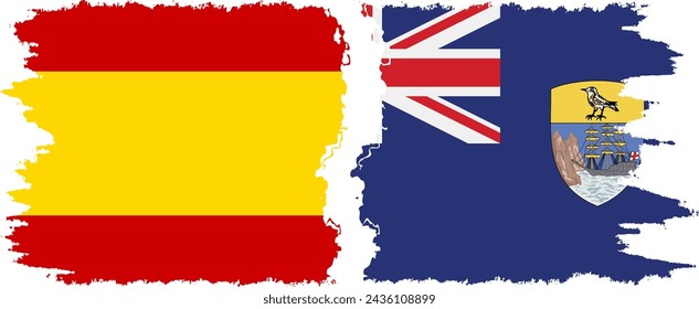 Saint Helena and Spain grunge flags connection, vector
