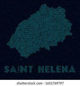 Mapa tecnológico de Santa Elena. Símbolo insular de estilo digital. Cibermapa de Santa Elena con el nombre de la isla. Auténtica ilustración vectorial.