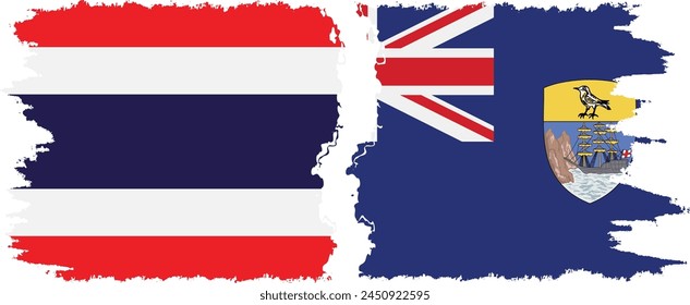 Saint Helena and Thailand grunge flags connection, vector