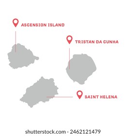 Santa Helena tristán da cunha y la isla de la ascensión ilustración de mapa de Vector, silueta de mapa del país con la marca de la ciudad capital de Santa Helena tristán da cunha y la ascensión en el interior. Ilustración vectorial