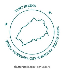 Saint Helena vector map. Retro vintage insignia with island map. Distressed travel stamp with Saint Helena text wrapped around a circle and stars. Saint Helena map vector illustration.
