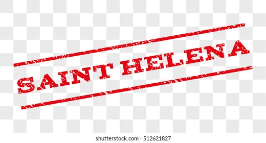 Saint Helena watermark stamp. Text tag between parallel lines with grunge design style. Rubber seal stamp with scratched texture. Vector red color ink imprint on a chess transparent background.