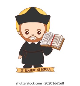 saint ignatius of loyola cartoon isolated over white background. vector illustration