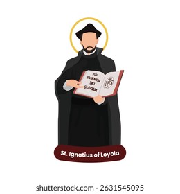 Santo Inácio de Loyola ilustração vetorial. Festa 31 de julho. Santo Católico.