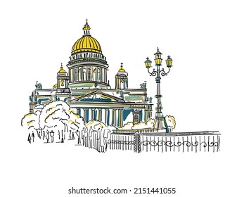 Catedral de San Isaac de San Petersburgo, Rusia. Esbozar para su diseño