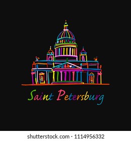 Saint Isaac's Cathedral of Saint Petersburg landmark, Russia. Vector illustration
