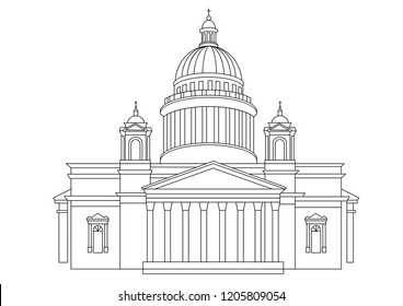 Saint Isaac's Cathedral of Saint Petersburg landmark, Russia. Vector illustration