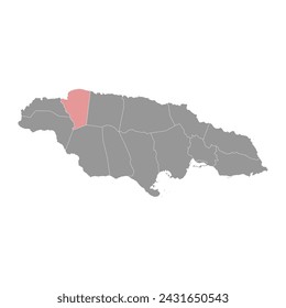 Saint James Parish map, administrative division of Jamaica. Vector illustration.