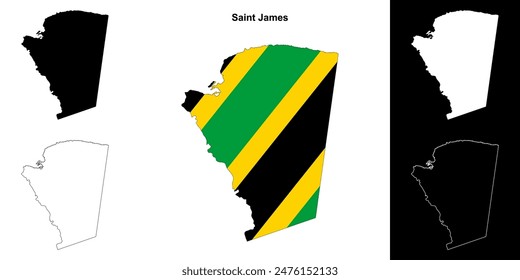 Saint James parish outline map set
